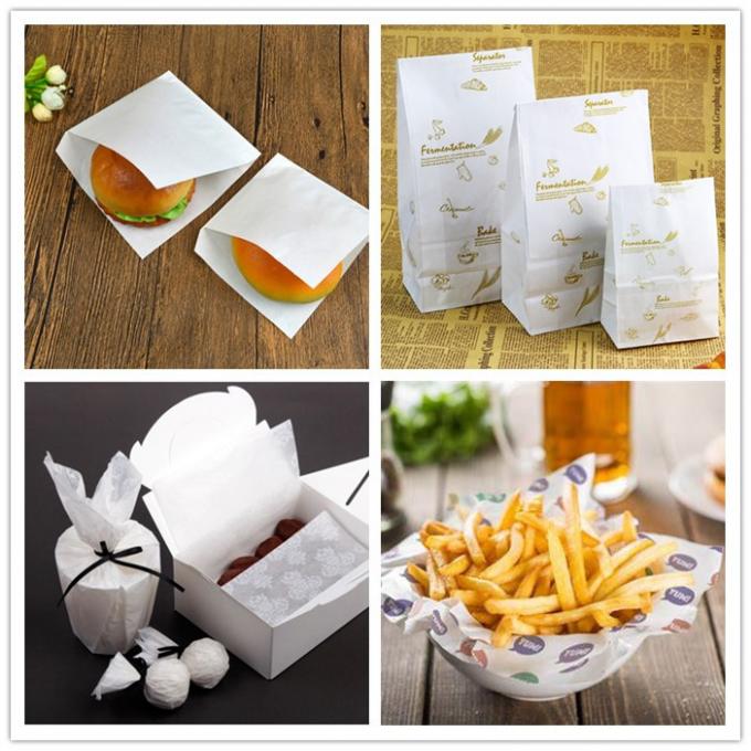 O lado do produto comestível um revestiu o papel de embalagem branco para o papel de envolvimento do alimento
