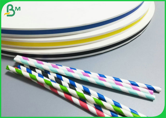 produto comestível de 15mm Juice Straw Paper Reels Color Stripes aprovado bebendo