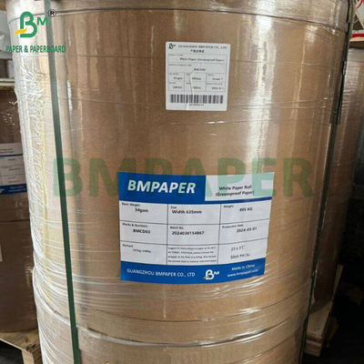 35gm 38gm Embalagem de alimentos Papel branco à prova de gordura para Sandwich Kit 7 635mm