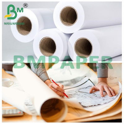 Papel de empréstimo de plotter branco brilhante para impressão CAD 36 "x 150ft 20LB em 2" Core