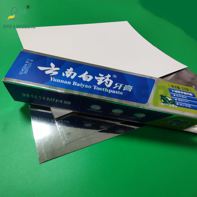425gm Cartão metalizado de prata brilhante para pasta de dentes Caixa 700 x 1000 mm