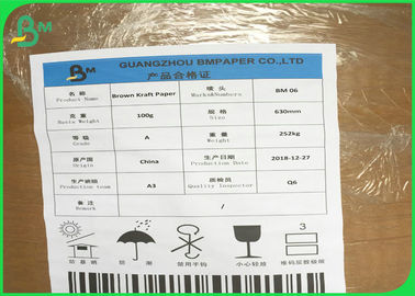 250 gm - 400 gm Rolo de papel kraft natural castanho não branqueado para recipiente de alimentos