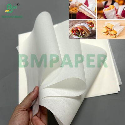 Papel à prova de gordura de cor branca para sacos de fast food 390mm 532mm